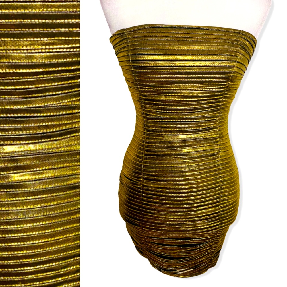 💛 Stylish Gold tube top party dress 🥳